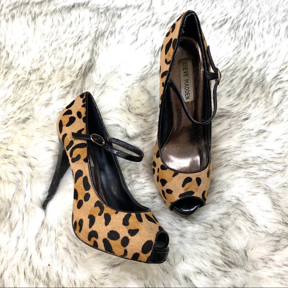 Steve Madden Animal Print Heels with Ankle Straps